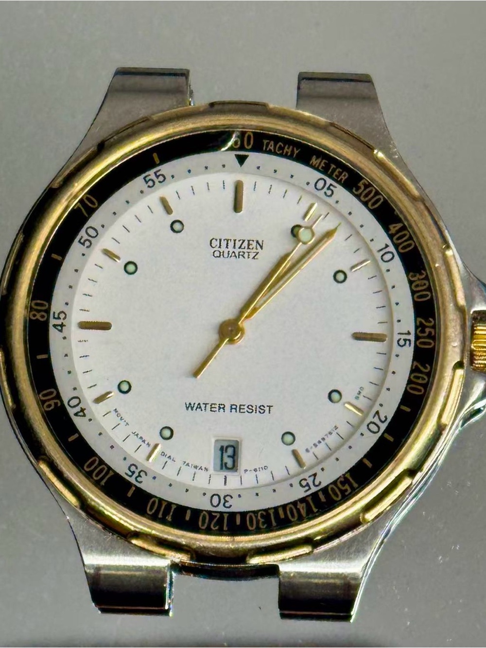 Vintage Citizen Men Quartz Watch Gold Tone White Dial Date 34mm New Battery Runs